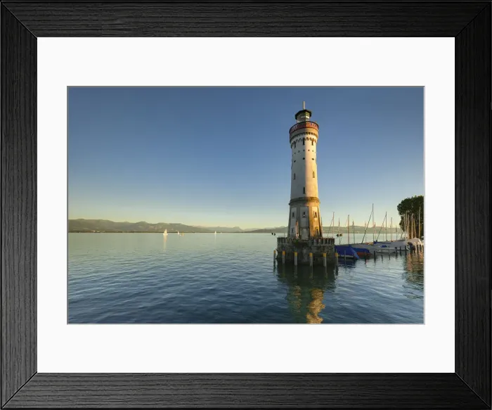 Framed Print : Lighthouse at sunset, Lake Constance, Bavaria, Swabia, Germany, Europe Framed Print : Lighthouse at sunset, Lake Constance, Bavaria, Swabia, Germany, Europe
