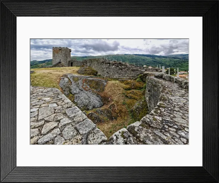 Framed Print : Castle ramparts, Linhares de Beira, Historic village around the Serra da Estrela