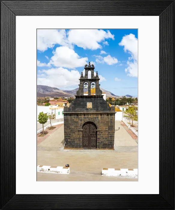 Framed Print : Black facade of St. Anne church built with basalt volcanic stones, Casillas del Angel Framed Print : Black facade of St. Anne church built with basalt volcanic stones, Casillas del Angel