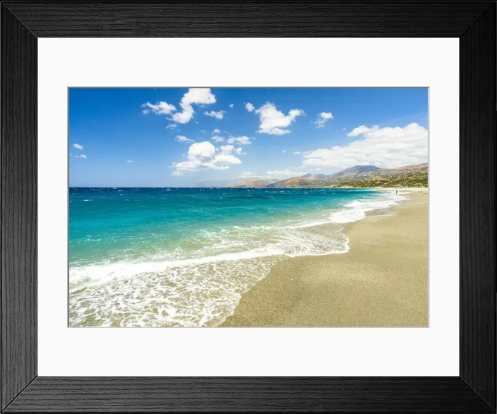 Framed Print : Waves of turquoise clear sea crashing on white sand of Triopetra beach, Plakias Framed Print : Waves of turquoise clear sea crashing on white sand of Triopetra beach, Plakias