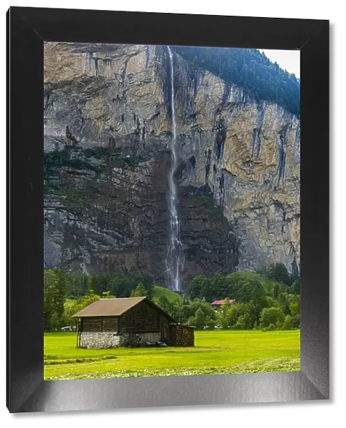 Waterfall in Lauterbrunnen Valley, Bernese Oberland, Switzerland, Europe