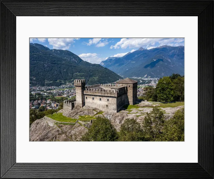 Framed Print : Aerial of Sasso Corbaro Castle, Three Castles of Bellinzona UNESCO World Heritage Site Framed Print : Aerial of Sasso Corbaro Castle, Three Castles of Bellinzona UNESCO World Heritage Site