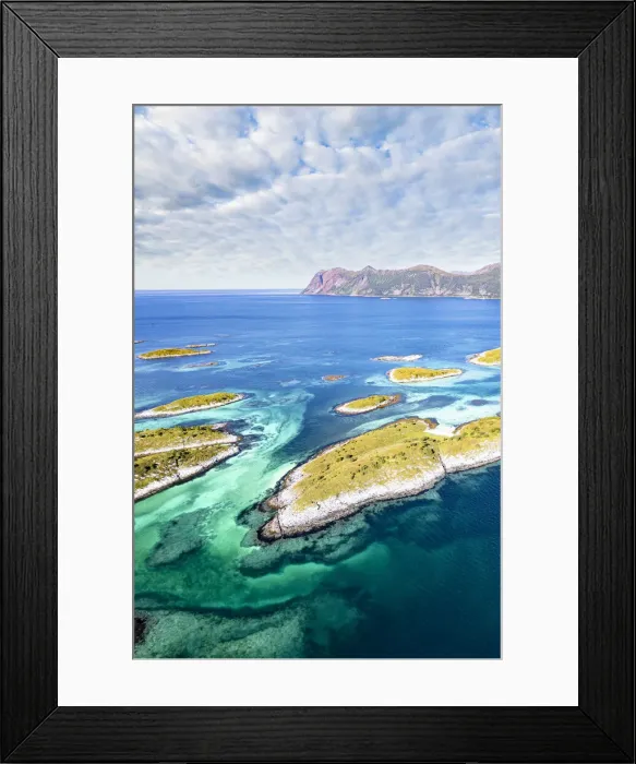 Framed Print : Clouds over Bergsoyan Islands rocky islets in the blue sea, Hamn I Senja, Skaland, Senja Framed Print : Clouds over Bergsoyan Islands rocky islets in the blue sea, Hamn I Senja, Skaland, Senja