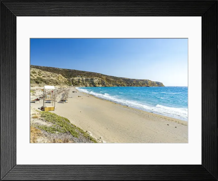 Framed Print : Kommos beach in summer, Matala, Crete island, Greek Islands, Greece, Europe Framed Print : Kommos beach in summer, Matala, Crete island, Greek Islands, Greece, Europe
