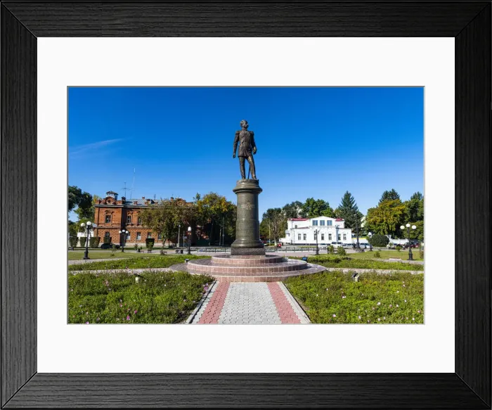 Framed Print : Monument to Nikolay Muravyov-Amursky, Embankment of the Amur river, Blagoveshchensk Framed Print : Monument to Nikolay Muravyov-Amursky, Embankment of the Amur river, Blagoveshchensk