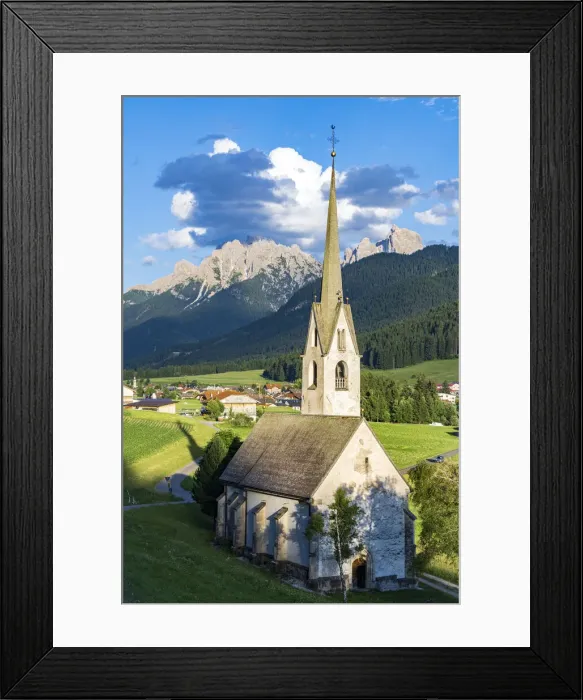 Framed Print : Church in the green landscape of alpine village of Villabassa (Niederdorf), Val Pusteria Framed Print : Church in the green landscape of alpine village of Villabassa (Niederdorf), Val Pusteria