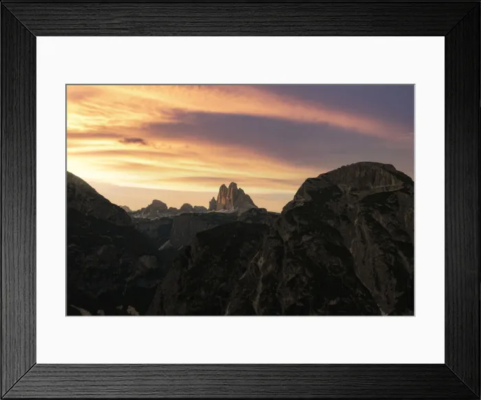 Framed Print : Tre Cime di Lavaredo under the burning sky at sunset, Sesto (Sexten) Dolomites Framed Print : Tre Cime di Lavaredo under the burning sky at sunset, Sesto (Sexten) Dolomites