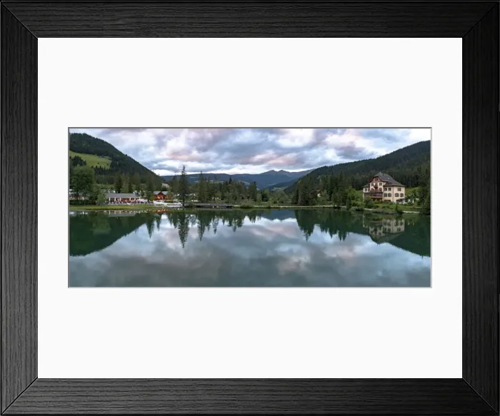 Framed Print : Panoramic of lake Dobbiaco at sunset in summer, Dobbiaco (Toblach), Dolomites Framed Print : Panoramic of lake Dobbiaco at sunset in summer, Dobbiaco (Toblach), Dolomites