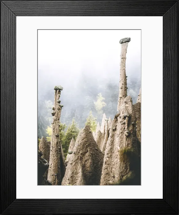 Framed Print : Foggy sky over the earth pyramids, ancient rock formation, Renon (Ritten), Bolzano Framed Print : Foggy sky over the earth pyramids, ancient rock formation, Renon (Ritten), Bolzano