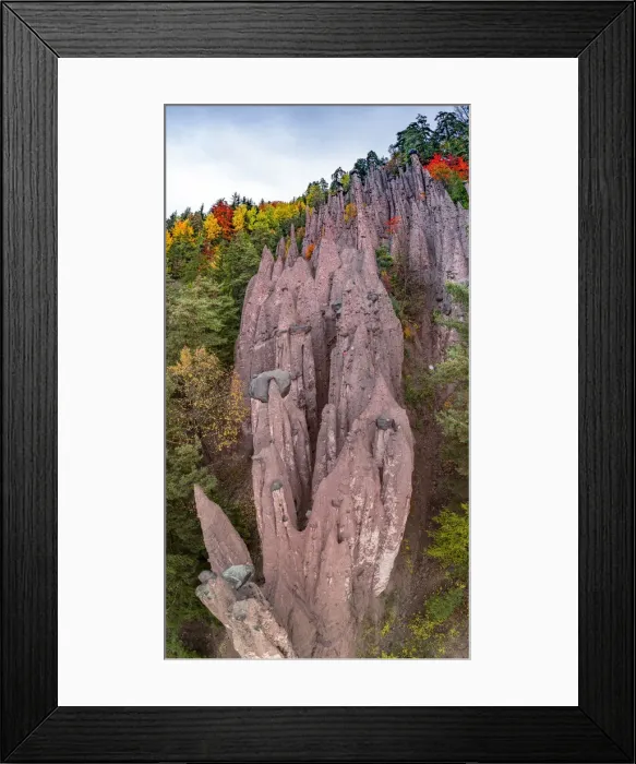 Framed Print : Panoramic of majestic pinnacles of earth pyramids of Renon, Longomoso, Bolzano Framed Print : Panoramic of majestic pinnacles of earth pyramids of Renon, Longomoso, Bolzano