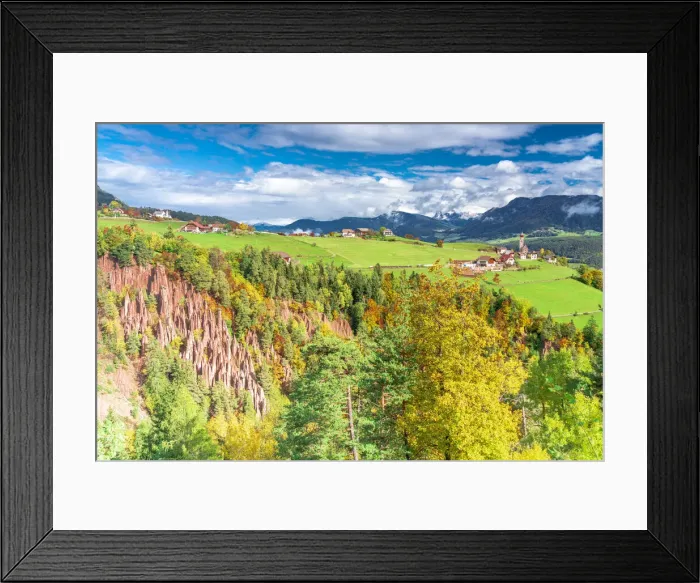 Framed Print : Earth pyramids natural monument of Renon plateau in autumn, Longomoso, Bolzano Framed Print : Earth pyramids natural monument of Renon plateau in autumn, Longomoso, Bolzano