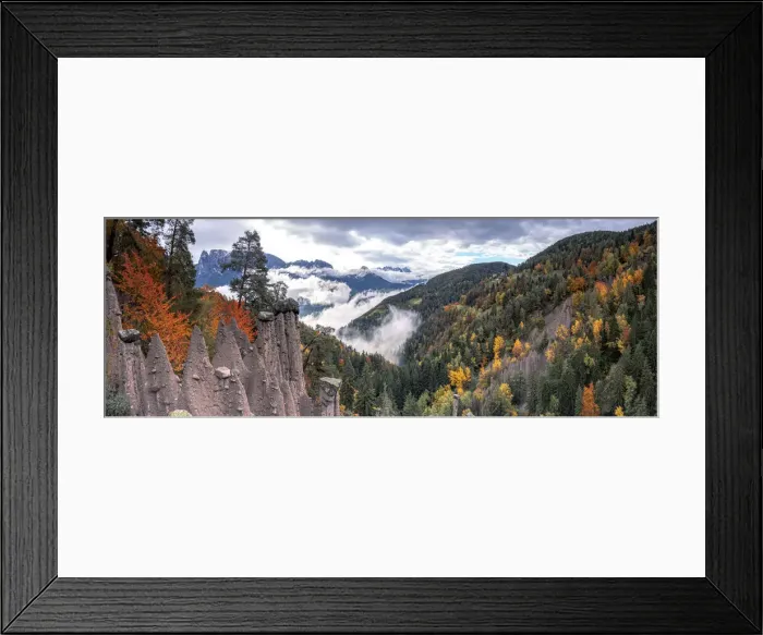 Framed Print : Mist over the earth pyramids and forest in autumn, Longomoso, Renon (Ritten), Bolzano Framed Print : Mist over the earth pyramids and forest in autumn, Longomoso, Renon (Ritten), Bolzano