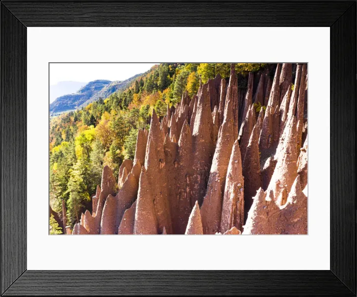 Framed Print : Spiked rocks of the earth pyramids in autumn, Longomoso, Renon (Ritten), Bolzano Framed Print : Spiked rocks of the earth pyramids in autumn, Longomoso, Renon (Ritten), Bolzano