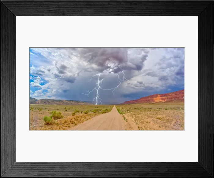 Framed Print : Lightning storm rolling across House Rock Valley Road on the west side of Vermilion Framed Print : Lightning storm rolling across House Rock Valley Road on the west side of Vermilion