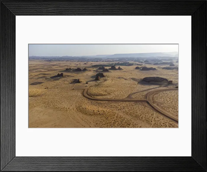 Framed Print : Aerial of the Madain Saleh (Hegra) (Al Hijr), UNESCO World Heritage Site, Al Ula