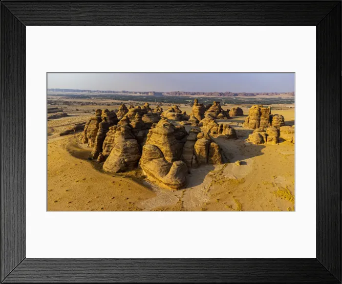 Framed Print : Aerial of beautiful rock formations in the Madain Saleh (Hegra) (Al Hijr), Al Ula Framed Print : Aerial of beautiful rock formations in the Madain Saleh (Hegra) (Al Hijr), Al Ula