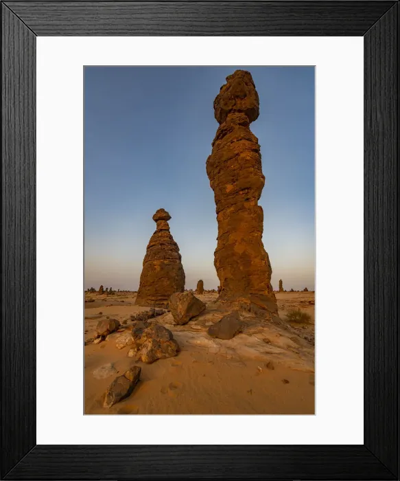 Framed Print : Pinnacles, Algharameel rock formations, Al Ula, Kingdom of Saudi Arabia, Middle East