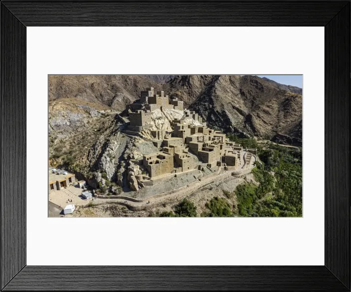Framed Print : Aerial of Zee Al-Ayn (Thee Ain) historic mountain village, Kingdom of Saudi Arabia Framed Print : Aerial of Zee Al-Ayn (Thee Ain) historic mountain village, Kingdom of Saudi Arabia