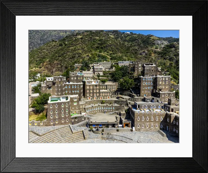 Framed Print : Aerial of Rijal Almaa mountain village, Asir Mountains, Kingdom of Saudi Arabia Framed Print : Aerial of Rijal Almaa mountain village, Asir Mountains, Kingdom of Saudi Arabia