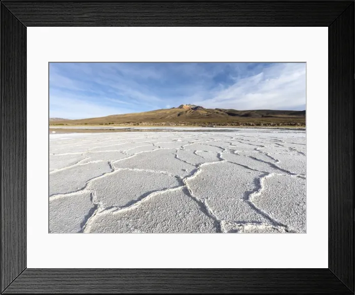 Framed Print : The salt flats near Coqueza, a small town near the Thunupa Volcano, Salar de Uyuni