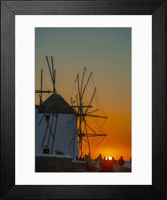 Framed Print : View of windmills at sunset, Mykonos Town, Mykonos, Cyclades Islands, Greek Islands Framed Print : View of windmills at sunset, Mykonos Town, Mykonos, Cyclades Islands, Greek Islands