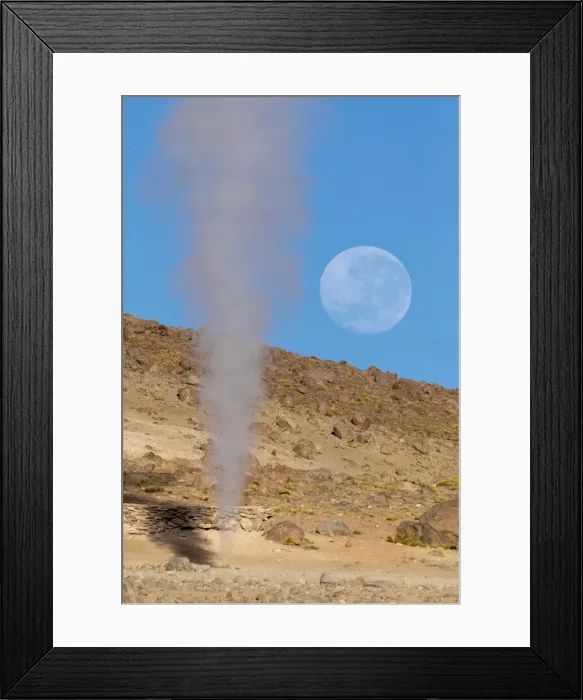 Framed Print : Geysers under a full moon in the Eduardo Avaroa Andean Fauna National Reserve Framed Print : Geysers under a full moon in the Eduardo Avaroa Andean Fauna National Reserve