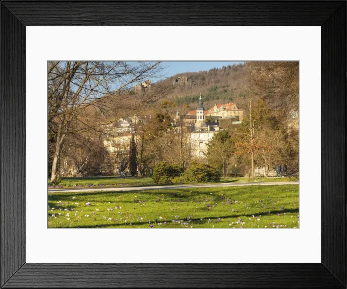 Framed Print : View from spa park to the new castle and Hohenbaden castle ruin, Baden-Baden Framed Print : View from spa park to the new castle and Hohenbaden castle ruin, Baden-Baden