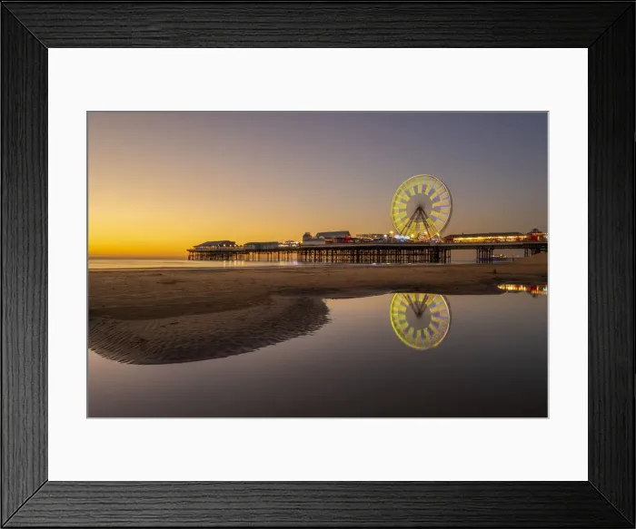 Framed Print : Big wheel and amusements on Central Pier at sunset, Blackpool, Lancashire, England Framed Print : Big wheel and amusements on Central Pier at sunset, Blackpool, Lancashire, England
