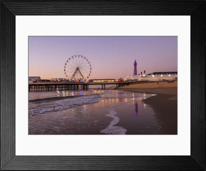 Framed Print : Evening scene on Blackpool Beach, Blackpool, Lancashire, England, United Kingdom, Europe