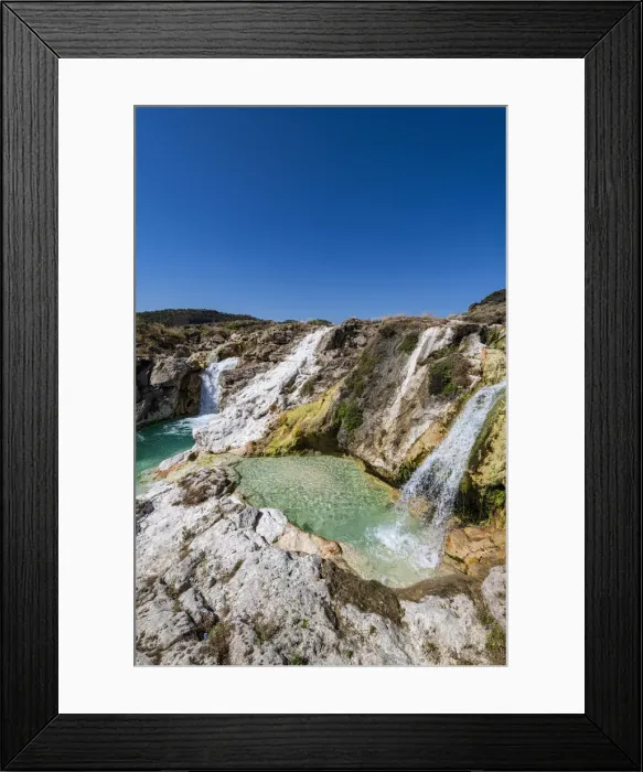 Framed Print : Turquoise waterfall, Wadi Darbat, Salalah, Oman, Middle East Framed Print : Turquoise waterfall, Wadi Darbat, Salalah, Oman, Middle East