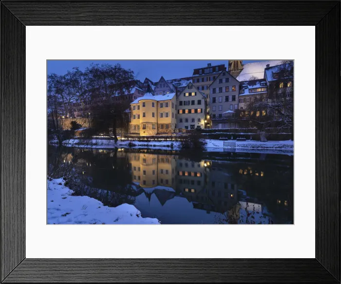 Framed Print : Old Town with Holderlinturm tower reflecting in Neckar River, Tubingen, Swabian Alps Framed Print : Old Town with Holderlinturm tower reflecting in Neckar River, Tubingen, Swabian Alps
