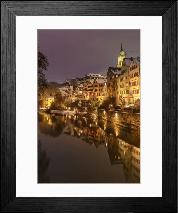 Framed Print : Old Town with Holderlinturm tower and Collegiate Church on Neckar River, Tubingen Framed Print : Old Town with Holderlinturm tower and Collegiate Church on Neckar River, Tubingen