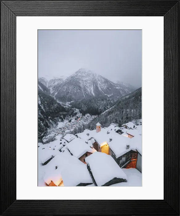 Framed Print : Mountain huts covered with snow in the alpine village of Starleggia, Campodolcino Framed Print : Mountain huts covered with snow in the alpine village of Starleggia, Campodolcino
