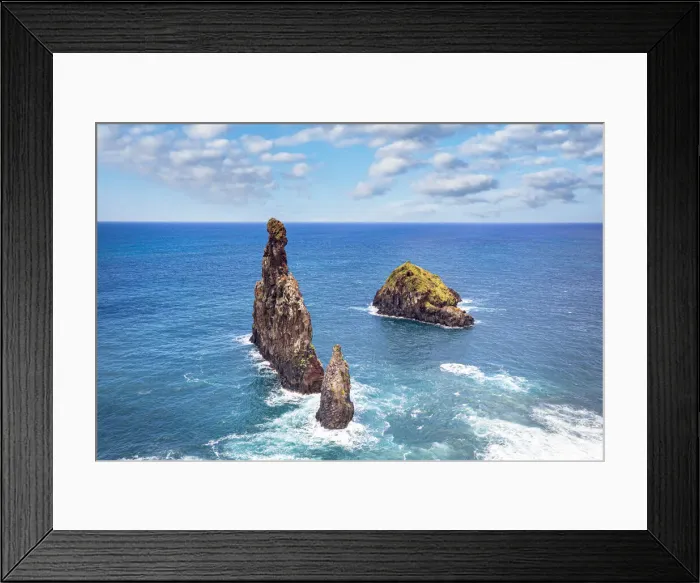 Framed Print : Aerial view of rock formation Ilheus da Rib and Ribeira da Janela in the rough ocean Framed Print : Aerial view of rock formation Ilheus da Rib and Ribeira da Janela in the rough ocean