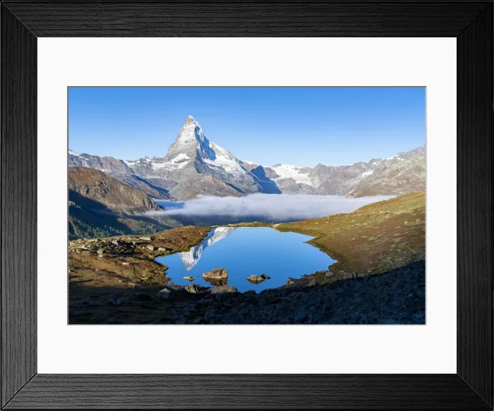 Framed Print : Sunrise over majestic Matterhorn from Stellisee lake, Zermatt, Valais Canton, Swiss Alps