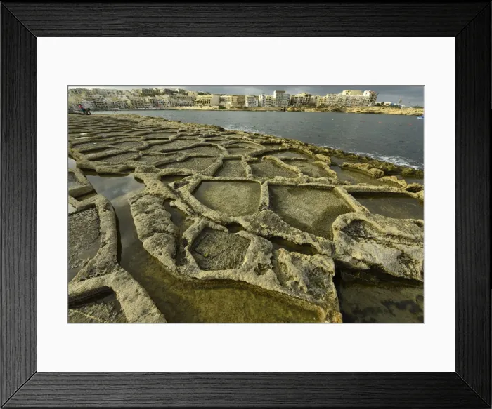 Framed Print : Salt pans in Marsaskala, Malta, Mediterranean, Europe Framed Print : Salt pans in Marsaskala, Malta, Mediterranean, Europe