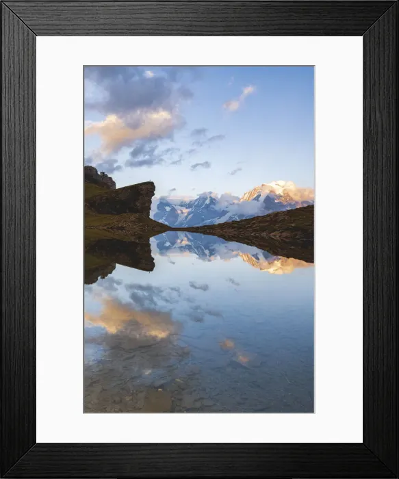 Framed Print : Sunset over Grauseeli Lake with Eiger, Monch and Jungfrau mountains in the background Framed Print : Sunset over Grauseeli Lake with Eiger, Monch and Jungfrau mountains in the background