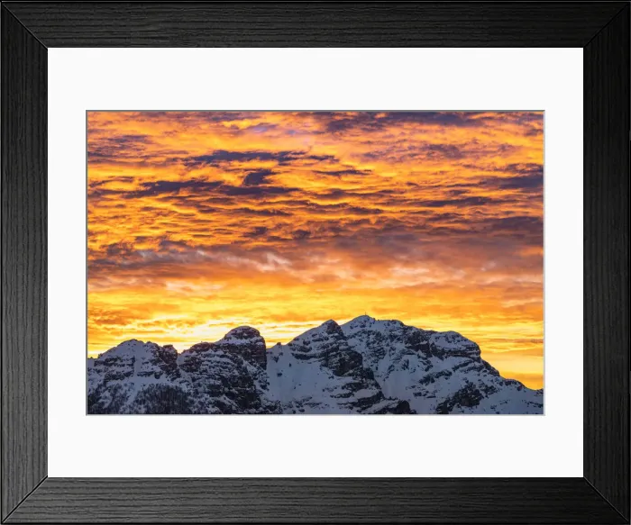 Framed Print : Snowcapped Mount Resegone under the colorful sky at sunrise, Lake Como, Lecco province Framed Print : Snowcapped Mount Resegone under the colorful sky at sunrise, Lake Como, Lecco province