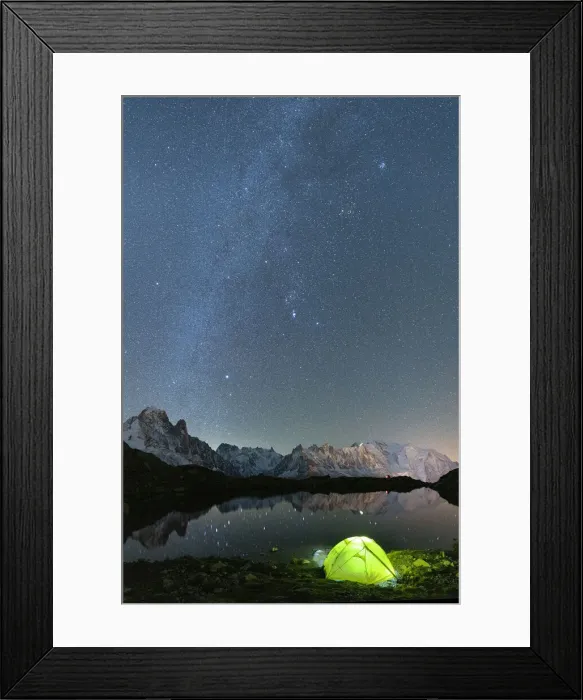 Framed Print : Milky Way glowing over Mont Blanc massif covered with snow Framed Print : Milky Way glowing over Mont Blanc massif covered with snow