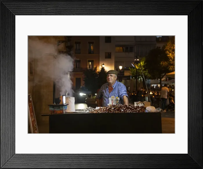 Framed Print : Chestnut vendor in Seville, Andalucia, Spain, Europe Framed Print : Chestnut vendor in Seville, Andalucia, Spain, Europe