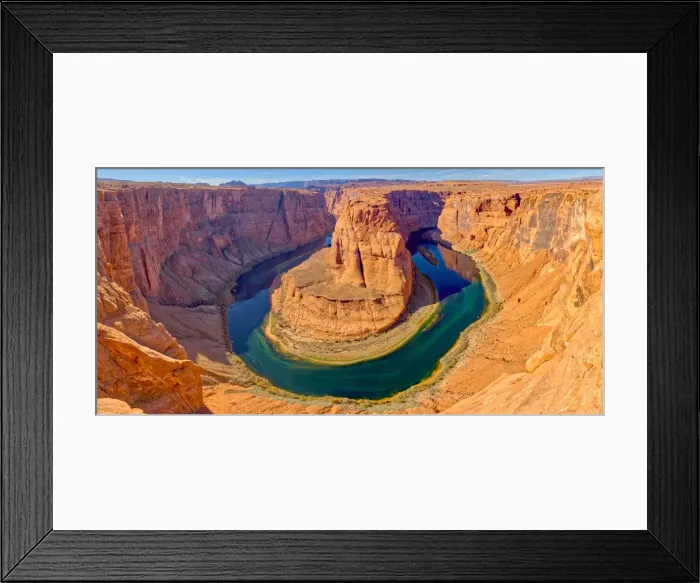Framed Print : Classic panorama view of Horseshoe Bend just north of the main tourist overlook near Page Framed Print : Classic panorama view of Horseshoe Bend just north of the main tourist overlook near Page