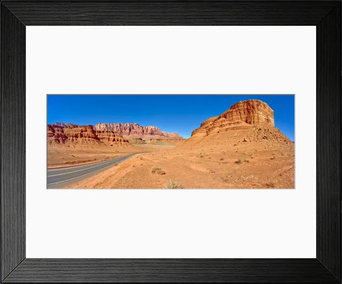Framed Print : Lees Ferry Road running between Cathedral Rock and Vermilion Cliffs National Framed Print : Lees Ferry Road running between Cathedral Rock and Vermilion Cliffs National