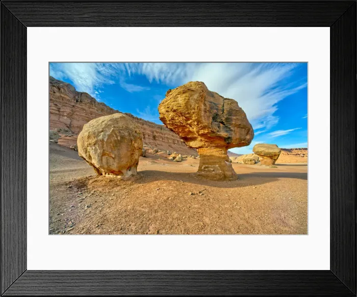 Framed Print : Balanced boulders at the base of Vermilion Cliffs in Glen Canyon Recreation Area, Arizona Framed Print : Balanced boulders at the base of Vermilion Cliffs in Glen Canyon Recreation Area, Arizona