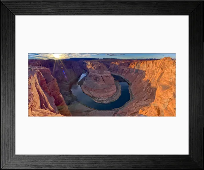 Framed Print : Classic view of Horseshoe Bend before sundown in the Glen Canyon Recreation Area near Framed Print : Classic view of Horseshoe Bend before sundown in the Glen Canyon Recreation Area near