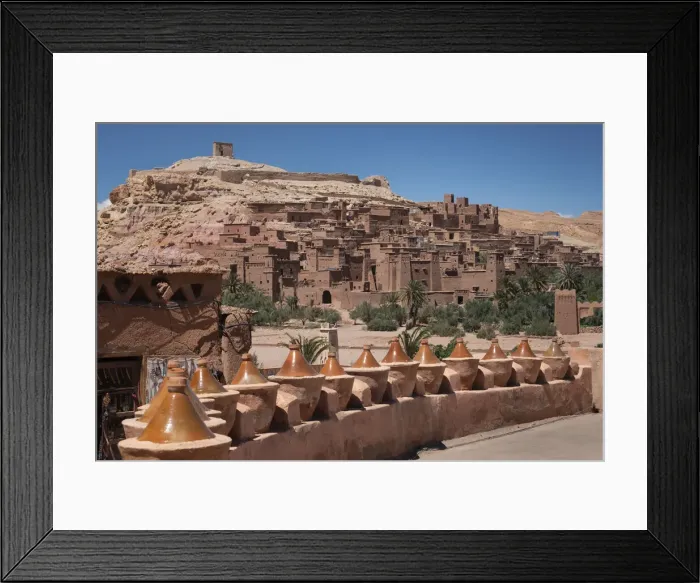 Framed Print : Tagine pots decorate a wall at Kasbah Ait Benhaddou, near Ouarzazate, Morocco Framed Print : Tagine pots decorate a wall at Kasbah Ait Benhaddou, near Ouarzazate, Morocco