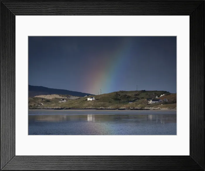 Framed Print : Rainbow over the Hamlet of Luskentyre across Luskentyre Sands, Isle of Harris Framed Print : Rainbow over the Hamlet of Luskentyre across Luskentyre Sands, Isle of Harris