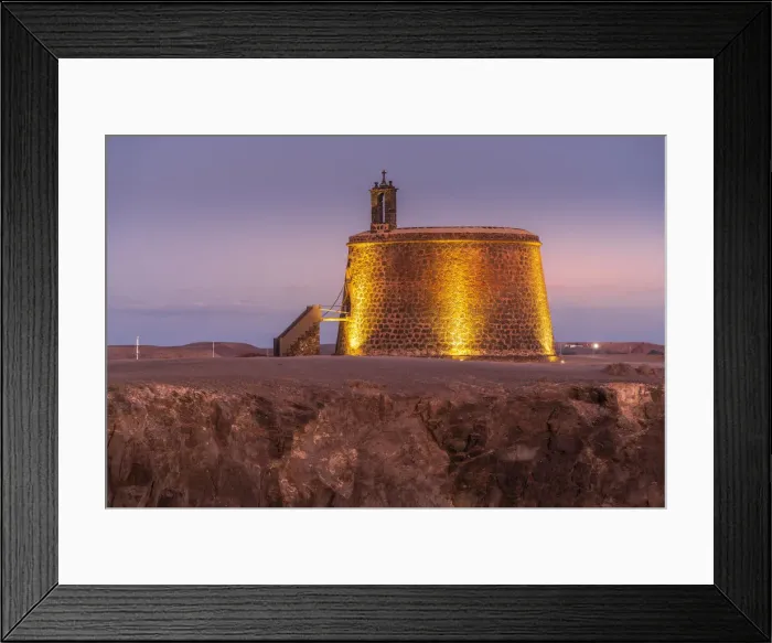 Framed Print : View of Castillo del Aguila o de las Coloradas at dusk, Playa Blanca, Lanzarote Framed Print : View of Castillo del Aguila o de las Coloradas at dusk, Playa Blanca, Lanzarote