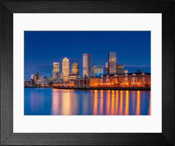 Framed Print : Canary Wharf and Rotherhithe at sunset, Docklands, London, England, United Kingdom Framed Print : Canary Wharf and Rotherhithe at sunset, Docklands, London, England, United Kingdom