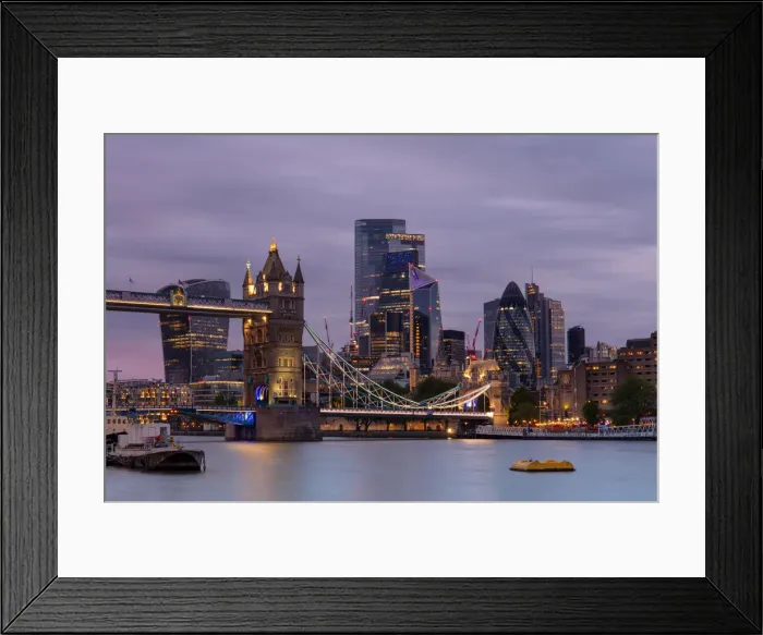 Framed Print : Tower Bridge and The City of London at sunset, London, England, United Kingdom, Europe Framed Print : Tower Bridge and The City of London at sunset, London, England, United Kingdom, Europe