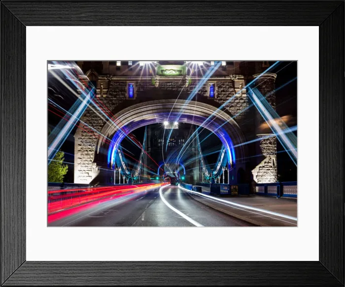 Framed Print : Tower Bridge at night, with light trails, London, England, United Kingdom, Europe Framed Print : Tower Bridge at night, with light trails, London, England, United Kingdom, Europe